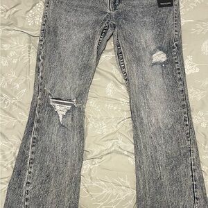 True Religion Low Rise Joey Flare Blue Denim Distressed Women's Jeans